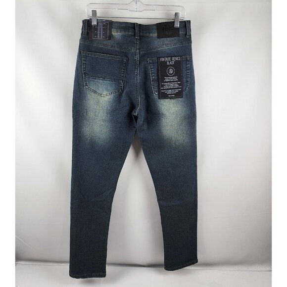 Vintage Genes Black Jeans Mens 30x30 Blue Slim Fit French Terry Denim NWT - Picture 7 of 12